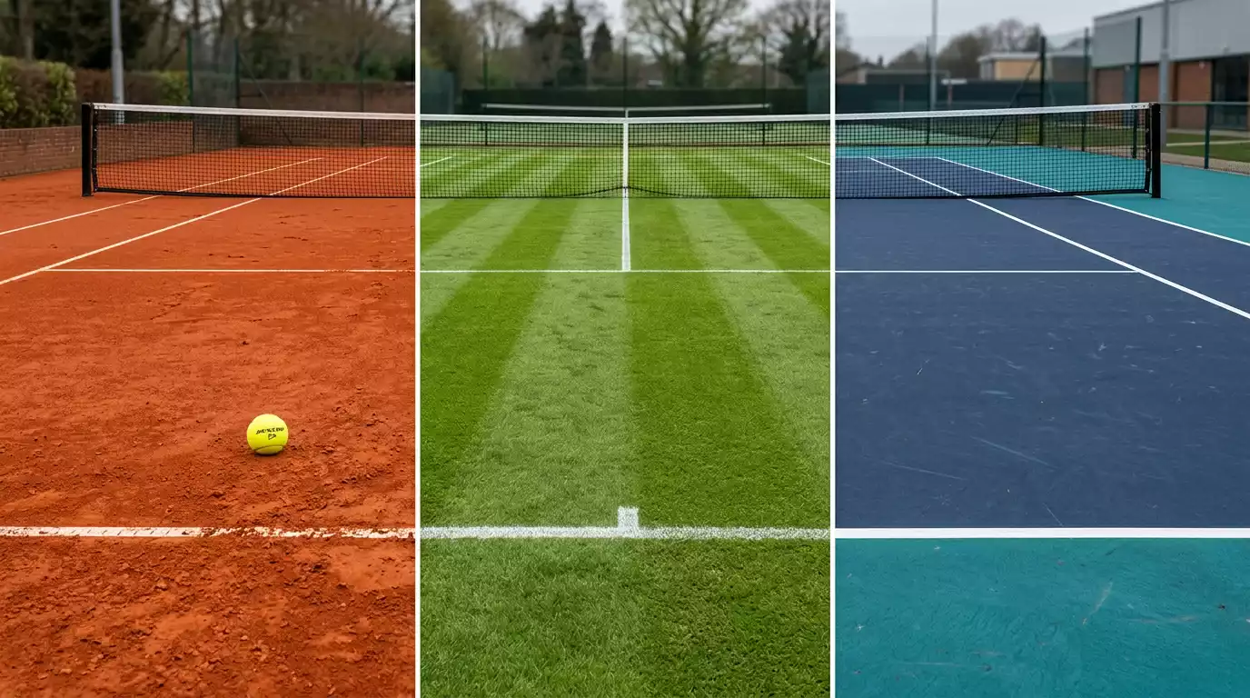 Comparación de las tres superficies del tenis profesional: tierra batida, hierba y pista dura